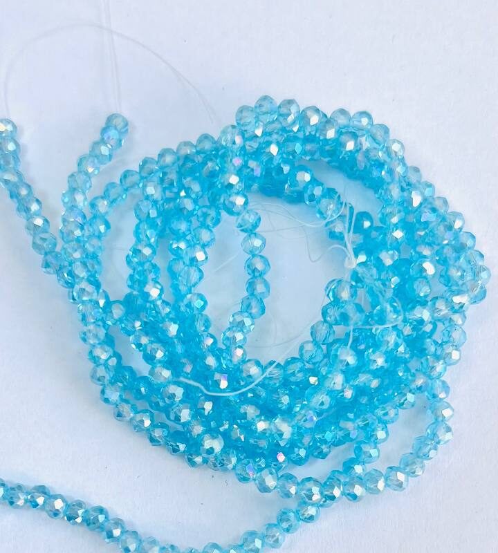 Ронделі 4 мм, блакитний прозорий з переливом