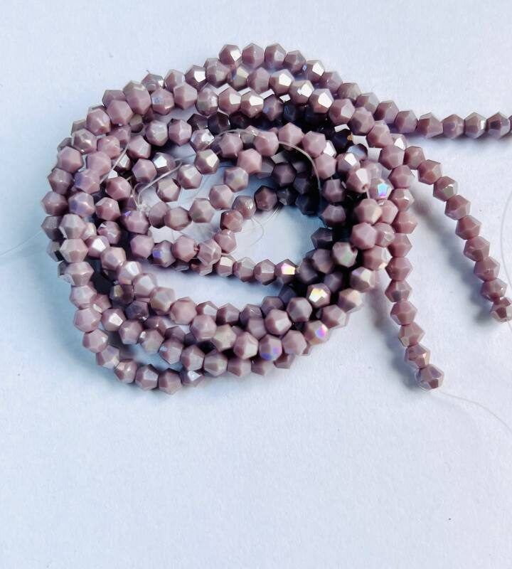 Біконуси 4 мм, пастельно ліловий