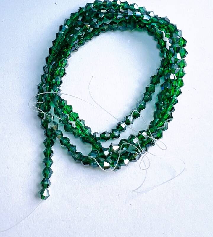 Біконуси 4 мм,Темно зелений з переливом