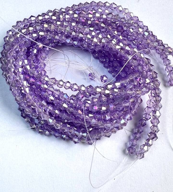 Біконуси 4 мм, фіолетовий прозорий