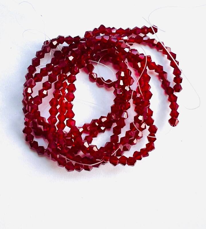 Біконуси 4 мм, темно бордова прозора