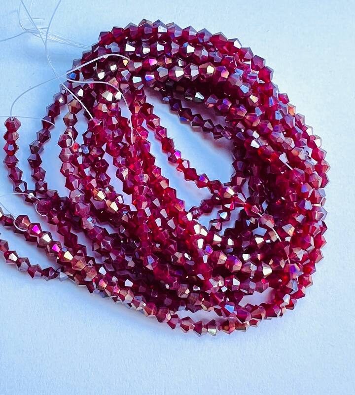 Біконуси 4 мм, бордовий з переливом