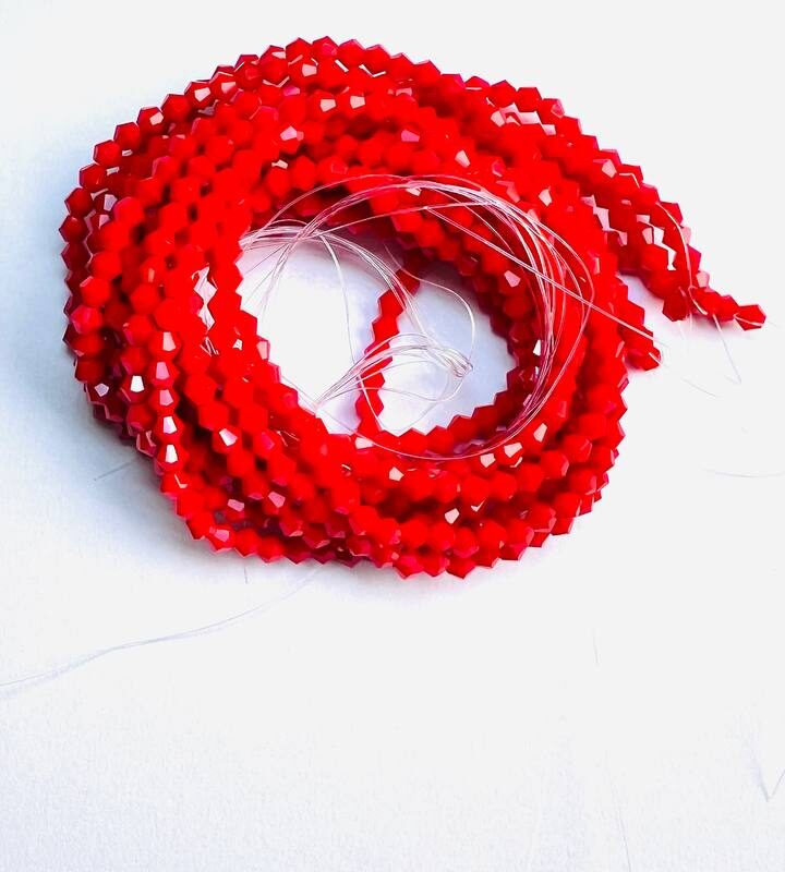 Біконуси 4 мм, червоний натуральний 93170