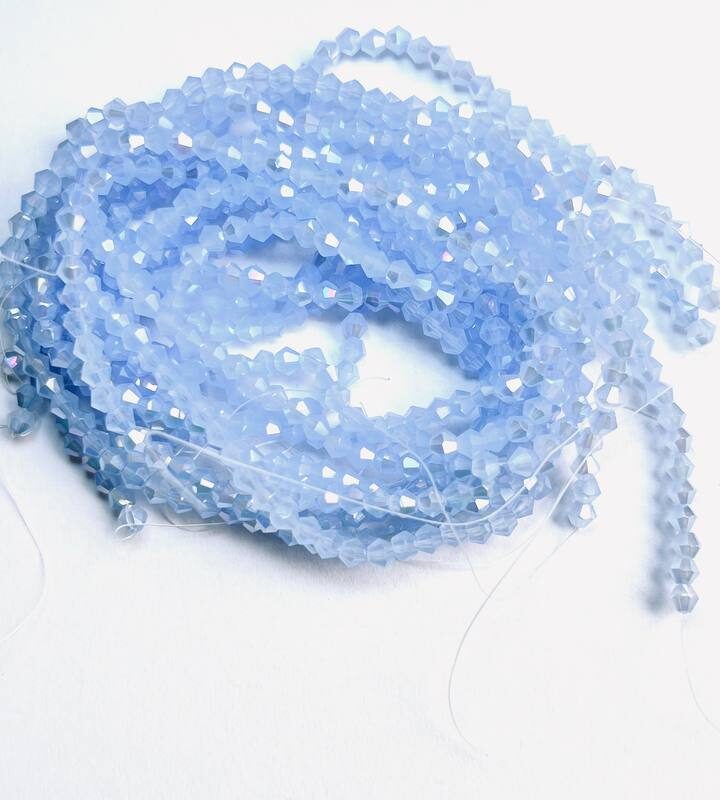 Біконуси 4 мм, світло голубий з переливом