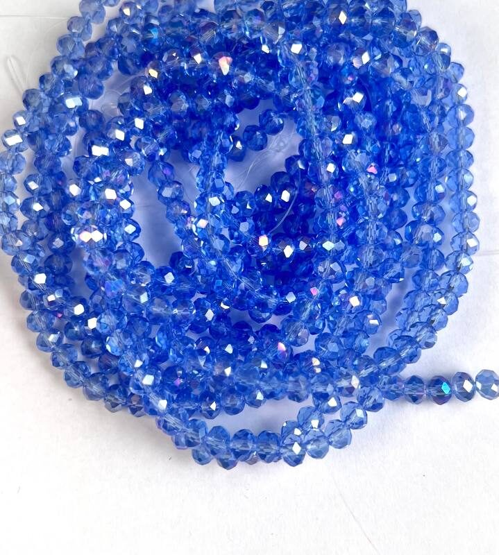 Ронделі 6 мм блакитний прозорий з переливом