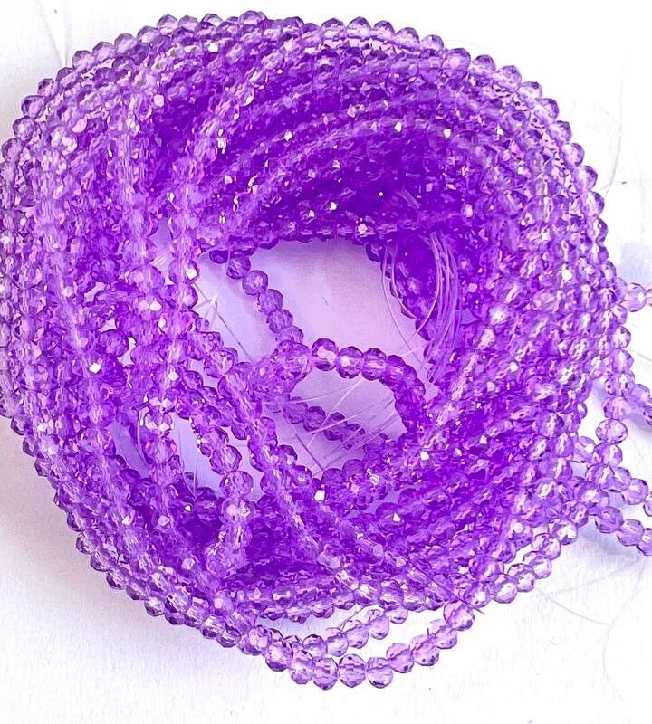 Ронделі 2 мм, фіолетовий прозорий