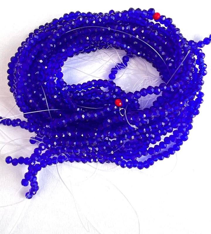 Ронделі 2 мм, синій прозорий