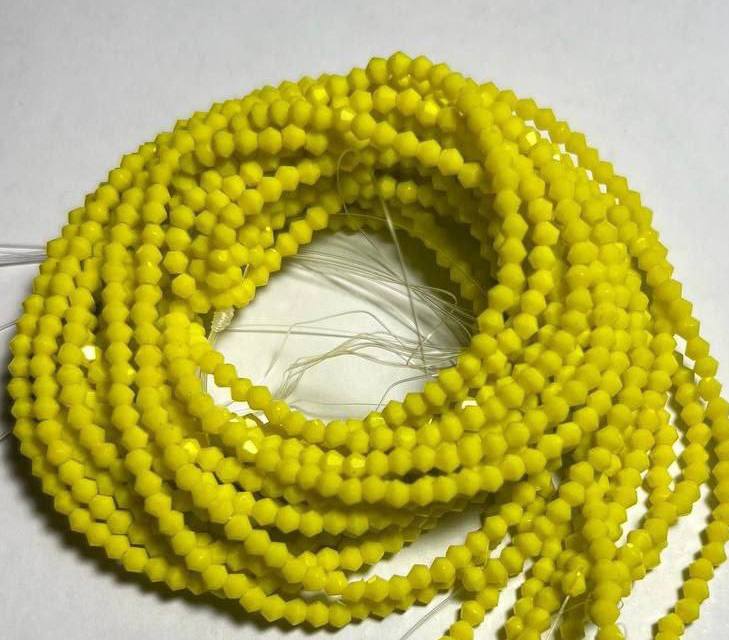 Біконуси 2мм, жовтий натуральний
