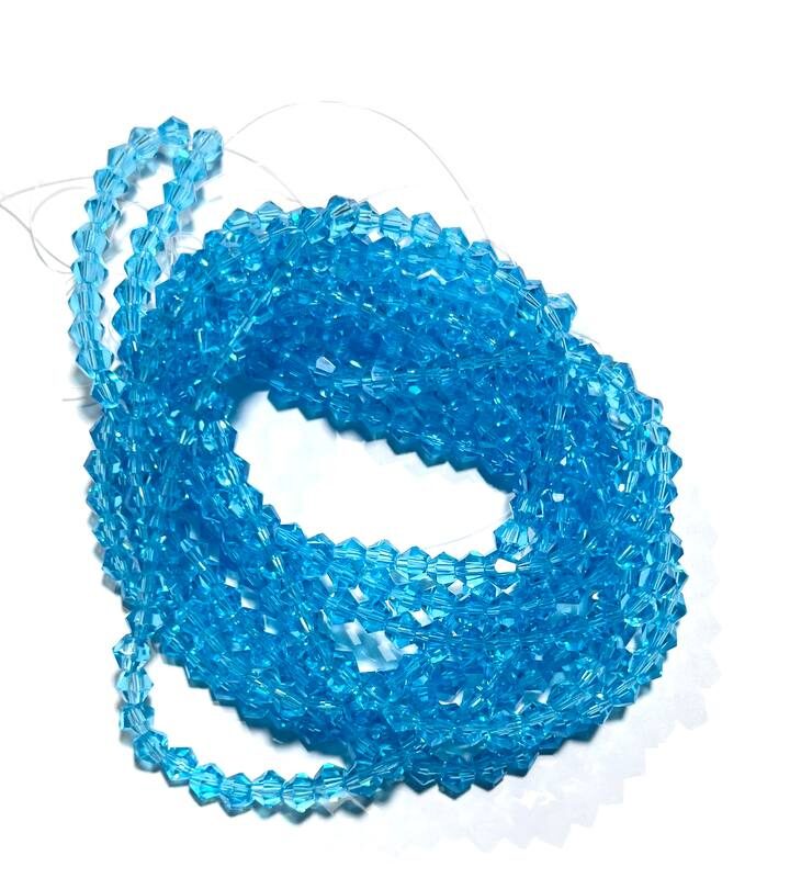 Біконуси 4 мм, голубий прозорий