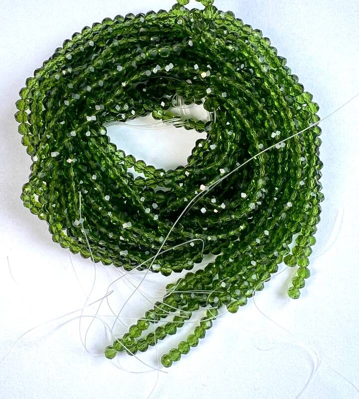 Ронделі 4 мм,  зелений болотяний  прозорий