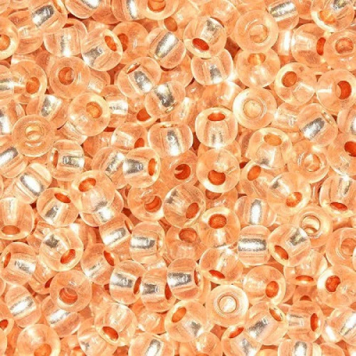 08288 10/0 чеський бісер Preciosa, помаранчевий, кристальний з блискучим срібним отвором