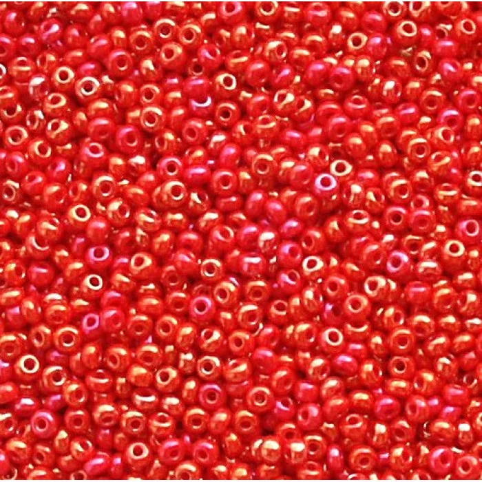94170 10/0 чеський бісер Preciosa, червоний яскравий, непрозорий райдужний