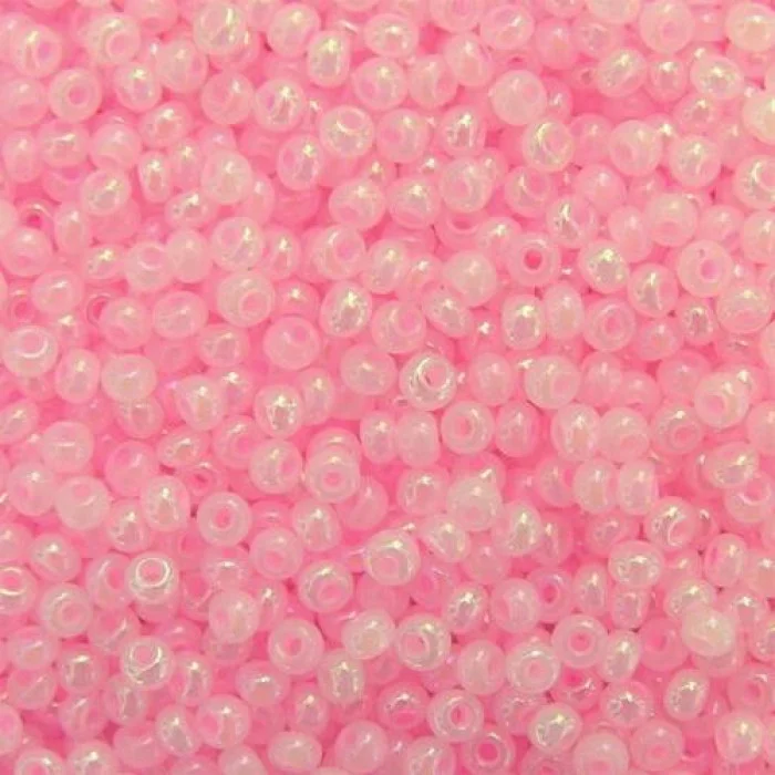 57573 10/0 чеський бісер Preciosa, рожевий, непрозорий алебастровий глянцевий райдужний