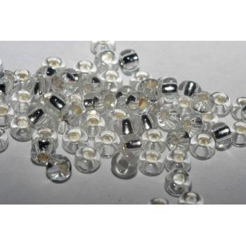 78102 6/0 чеський бісер Preciosa, кришталевий, прозорий з блискучим срібним отвором
