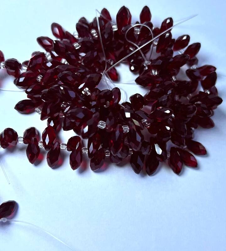 Хрусталь 6х12 мм, бордовий прозорий як бісер 90120