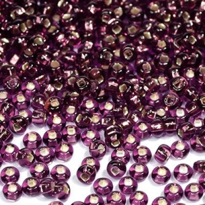 27060 10/0 чеський бісер Preciosa, аметистовий, прозорий з блискучим срібним отвором