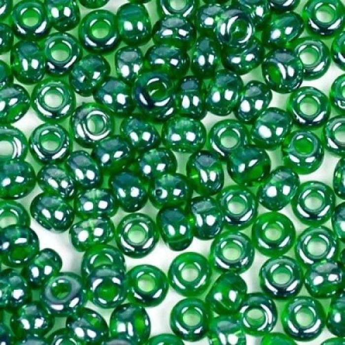 56120 10/0 чеський бісер Preciosa, зелений темний, прозорий глазурований