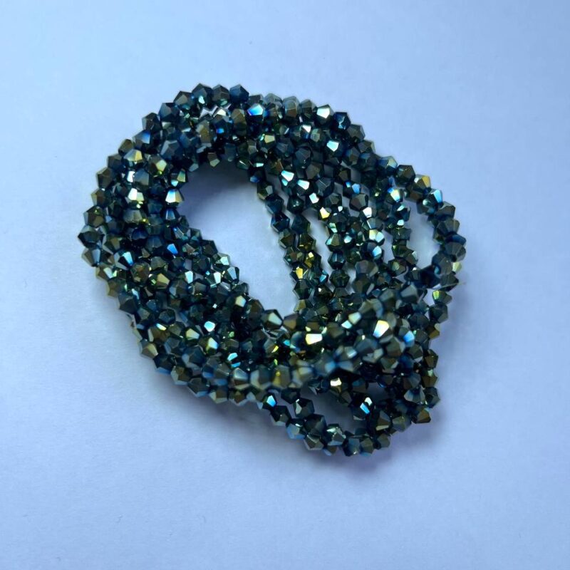 Біконуси 4 мм, зелений металік з переливом