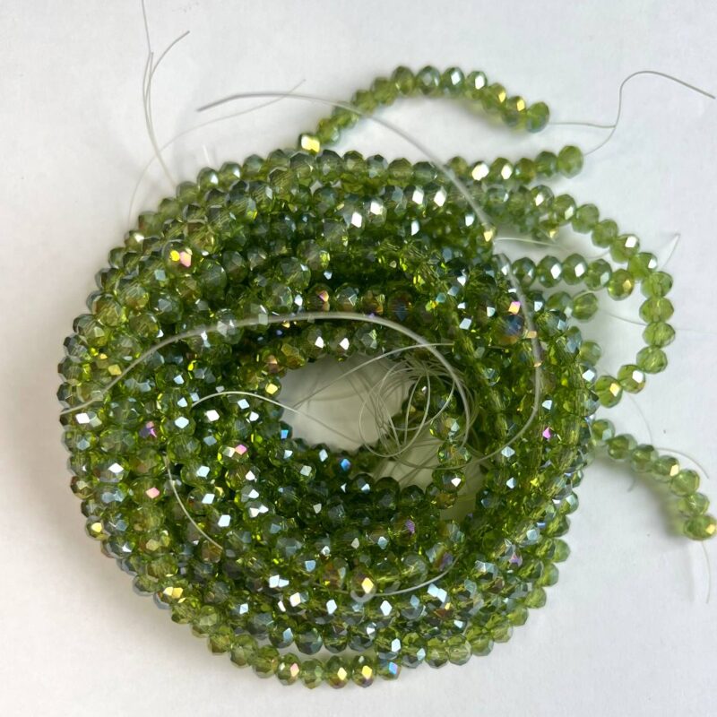 Ронделі 6 мм, салатовий прозорий з переливом 57220