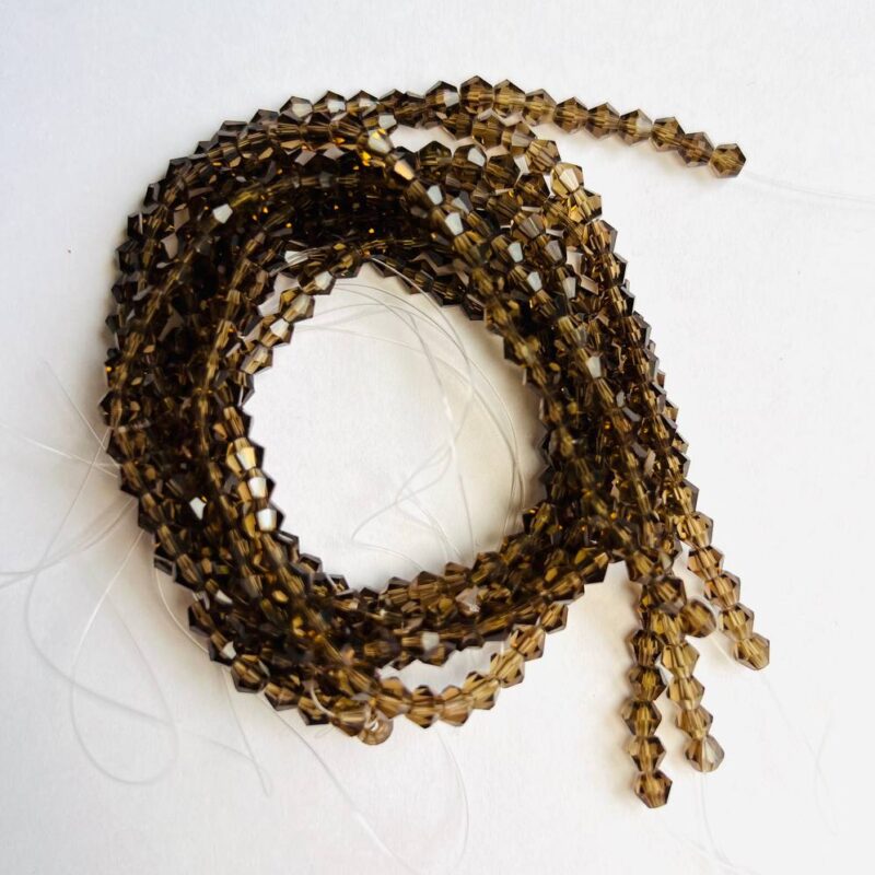 Біконуси 4 мм, коричновий металік прозорий