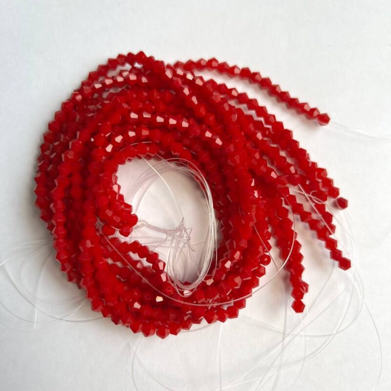 Біконуси 4 мм, червоний темний 93190