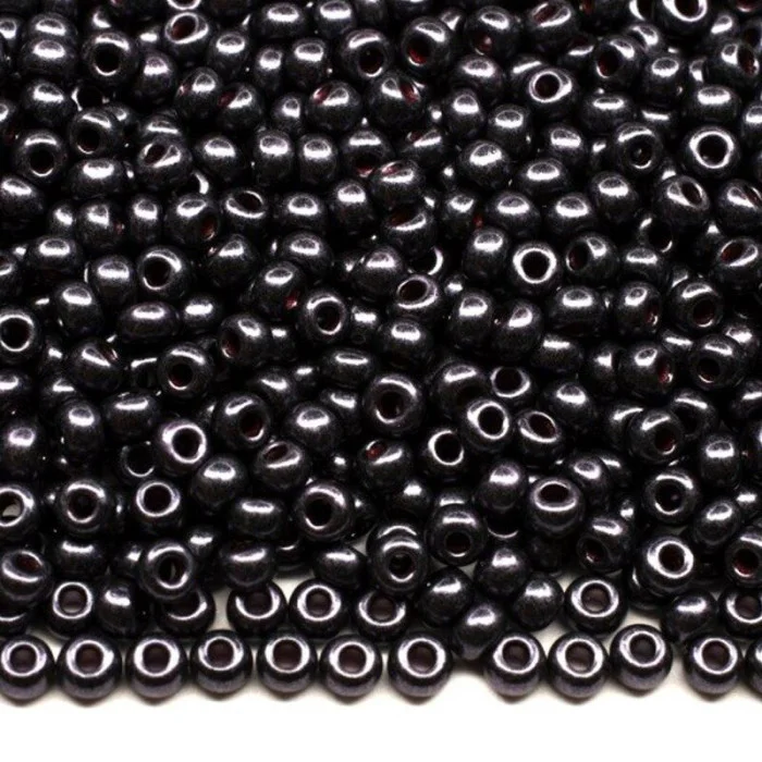 28998 10/0 чеський бісер Preciosa, рожево-сірий, непрозорий чорний бурштин перламутровий
