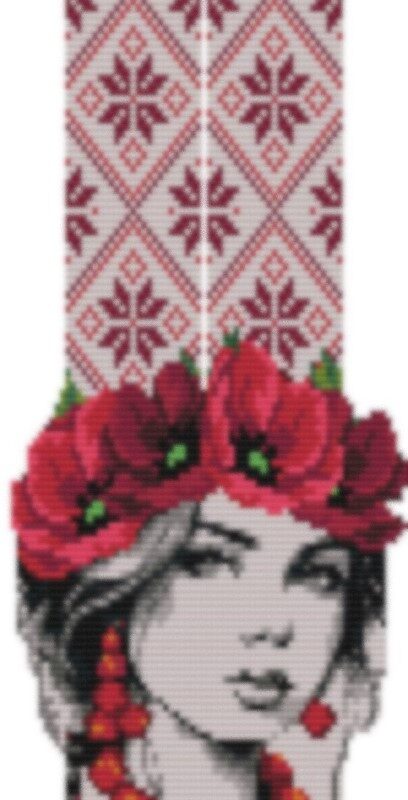 Набір гердану '' Дівчина  червоними маками '', за схемою гердани від Тетяни