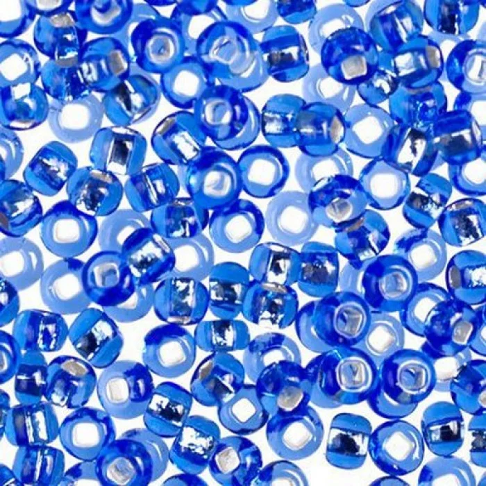 37030 10/0 чеський бісер Preciosa,  синій, прозорий з блискучим срібним отвором