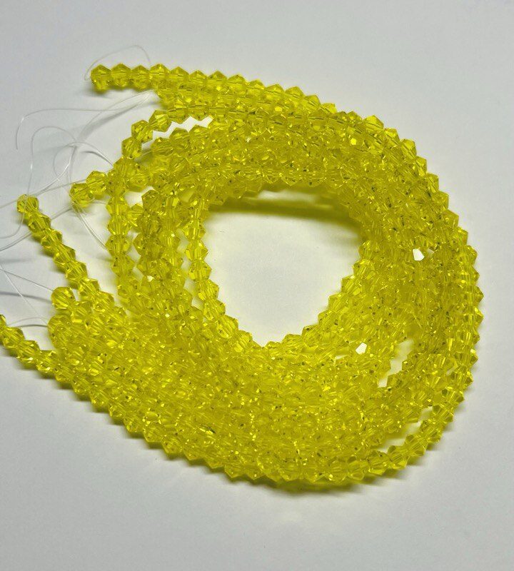 Біконуси 4 мм, жовтий прозорий