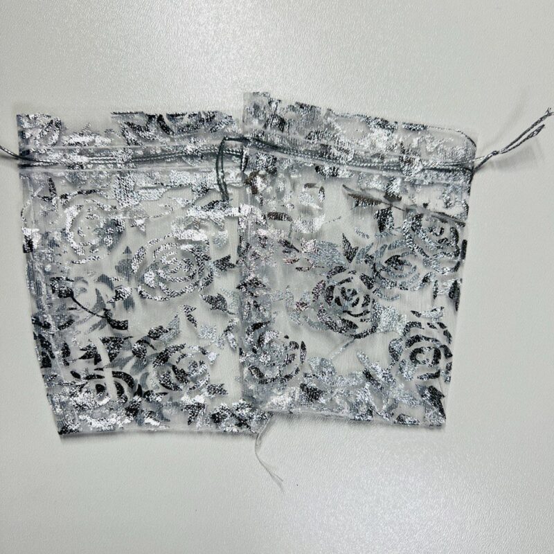 Подарункові мішечки з органзи 10х12 см сірий узор
