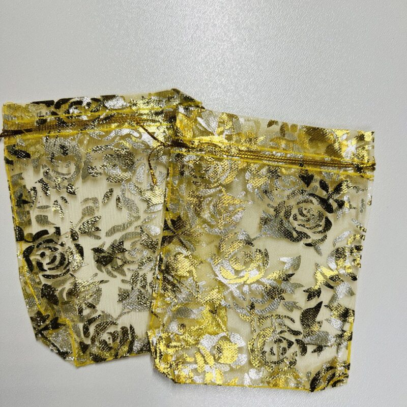 Подарункові мішечки з органзи 10х12 см золотий узор