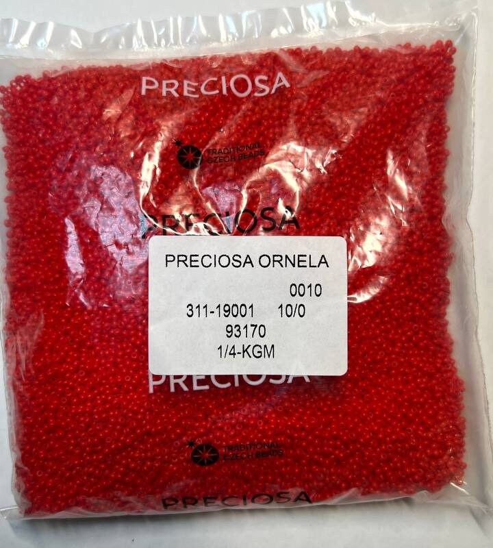 93170 10/0 чеський бісер Preciosa, червоний яскравий, непрозорий