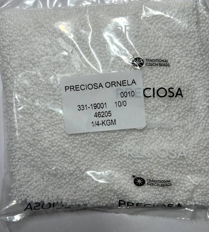 46205 10/0 чеський бісер Preciosa, білий, непрозорий райдужний