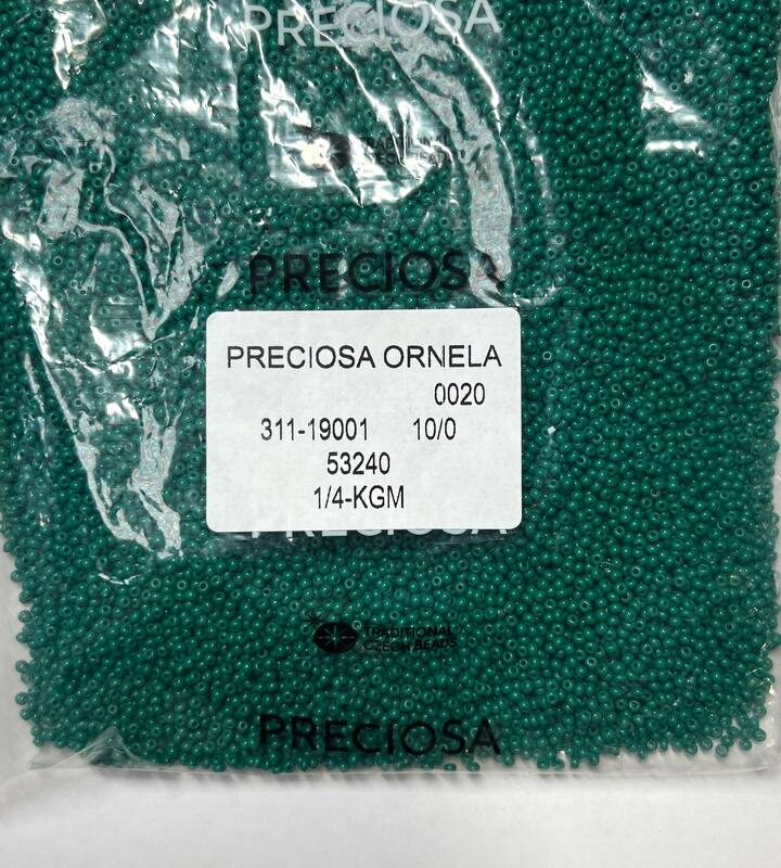 53240 10/0 чеський бісер Preciosa, зелений темний, непрозорий