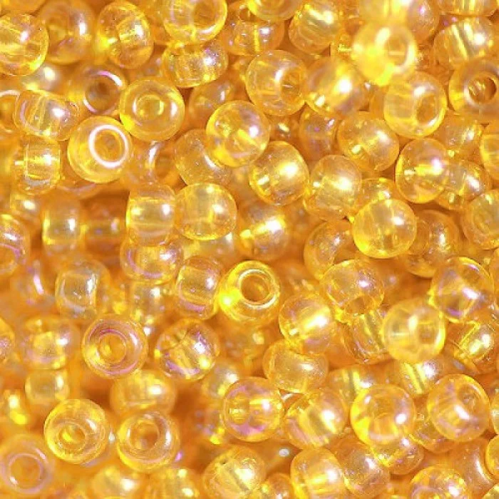 11020 10/0 чеський бісер Preciosa, жовтий, прозорий райдужний