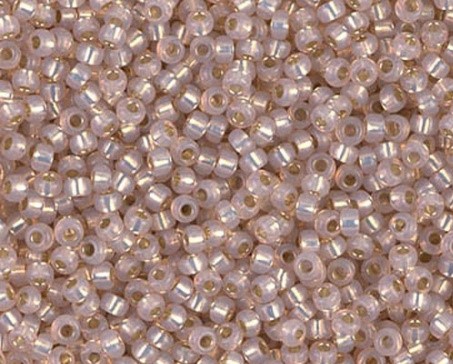 RR-579 Бісер Miyuki Round Rocailles 11/0 (темний бежевий із золотою серединкою)
